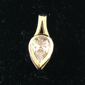 14KT  Gold 4 Carat Pear Shaped CZ Pendent